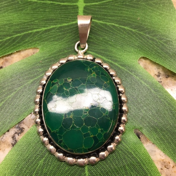 Sale ππΊ NWOT Green Turquoise Sterling Silver Pendant! - Picture 1 of 5